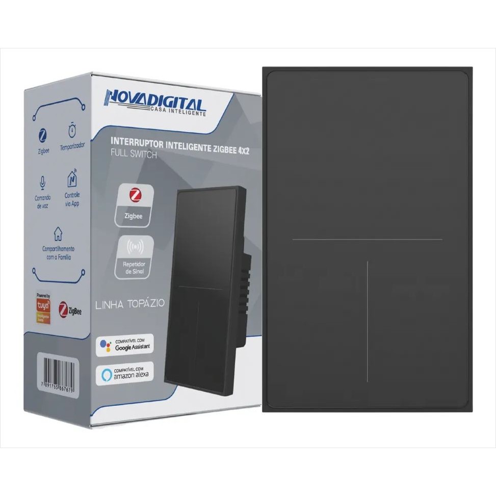 Interruptor Zigbee NovaDigital 3 Botoes Topázio Preto