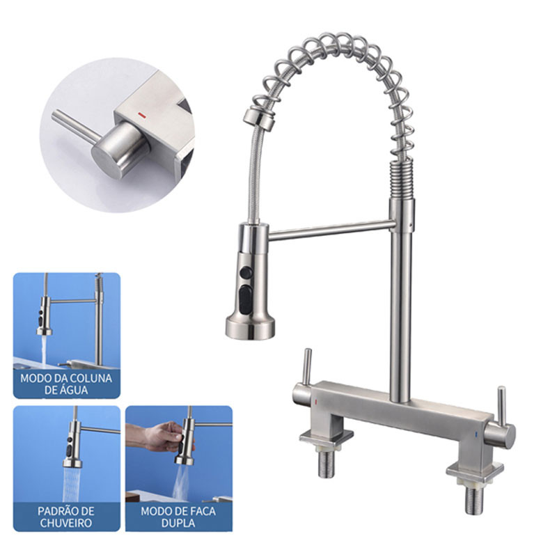 Torneira Gourmet Pia Cozinha Com Extensor Misturador Monocomando Ducha Spray Controle Dupla Quente E Fria Inox 304 Luxo em Oferta na Shopee