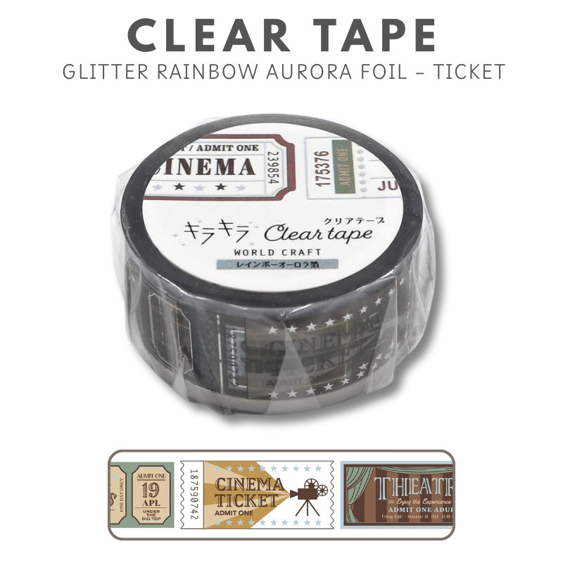 World Craft Masking Tape Glitter Clear Tape Rainbow Aurora Foil 20mm Width Ticket KCT20-022