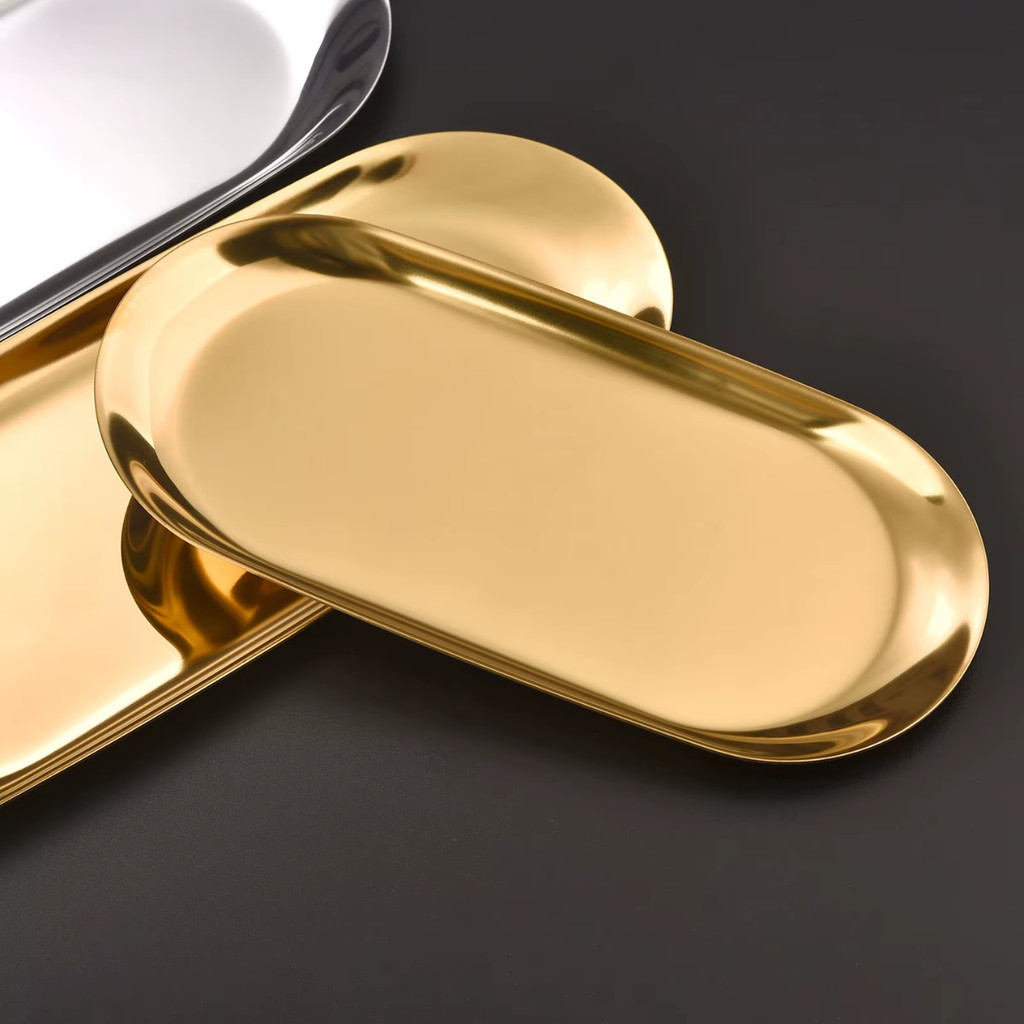 Bandeja Aço Inoxidável Luxo Decorativa para Joias Alimentos Dourado em Oferta na Shopee