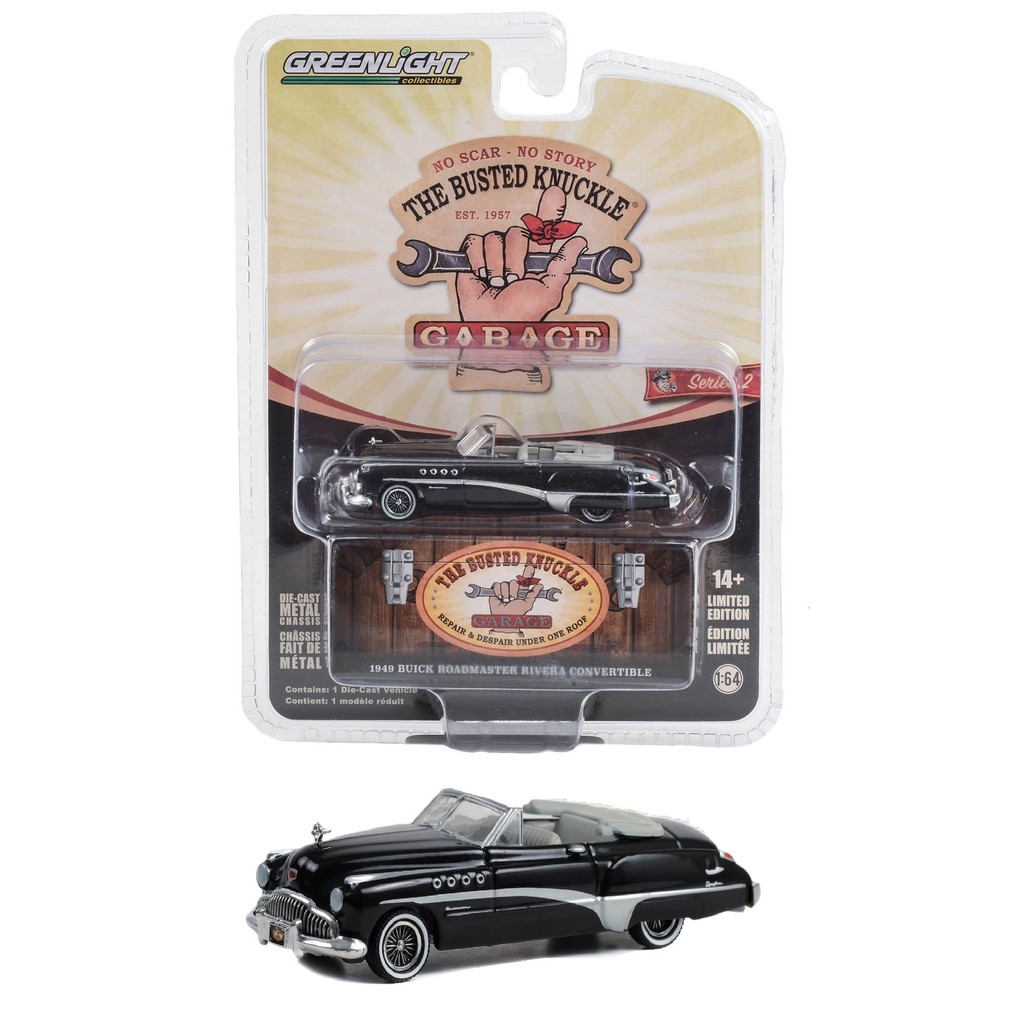 1949 Buick Roadmaster Rivera Convertible - The Busted Knuckle Garage - Série 2 - 1/64 - Greenlight