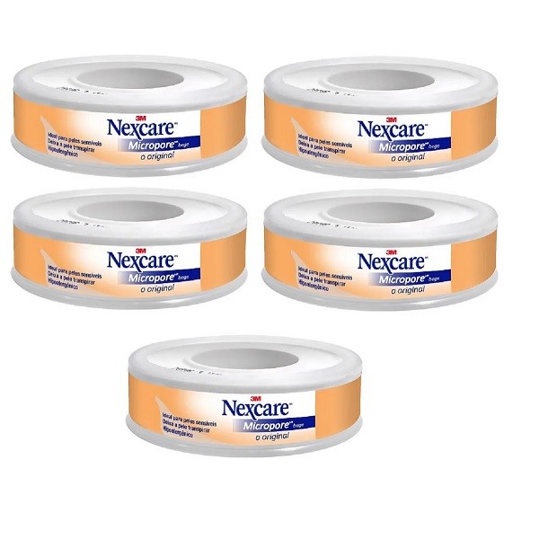 Kit 5 Fita Micropore Nexcare Bege 12MM X 4,5M 3M em Oferta na Shopee