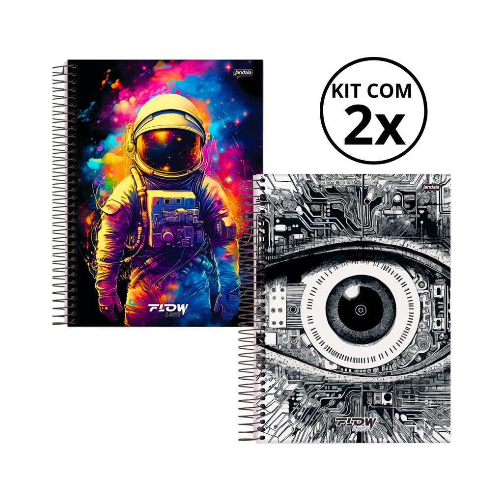 Kit 02 Cadernos Universitário 20 Matérias 320 Folhas Flow - Jandaia em Oferta na Shopee