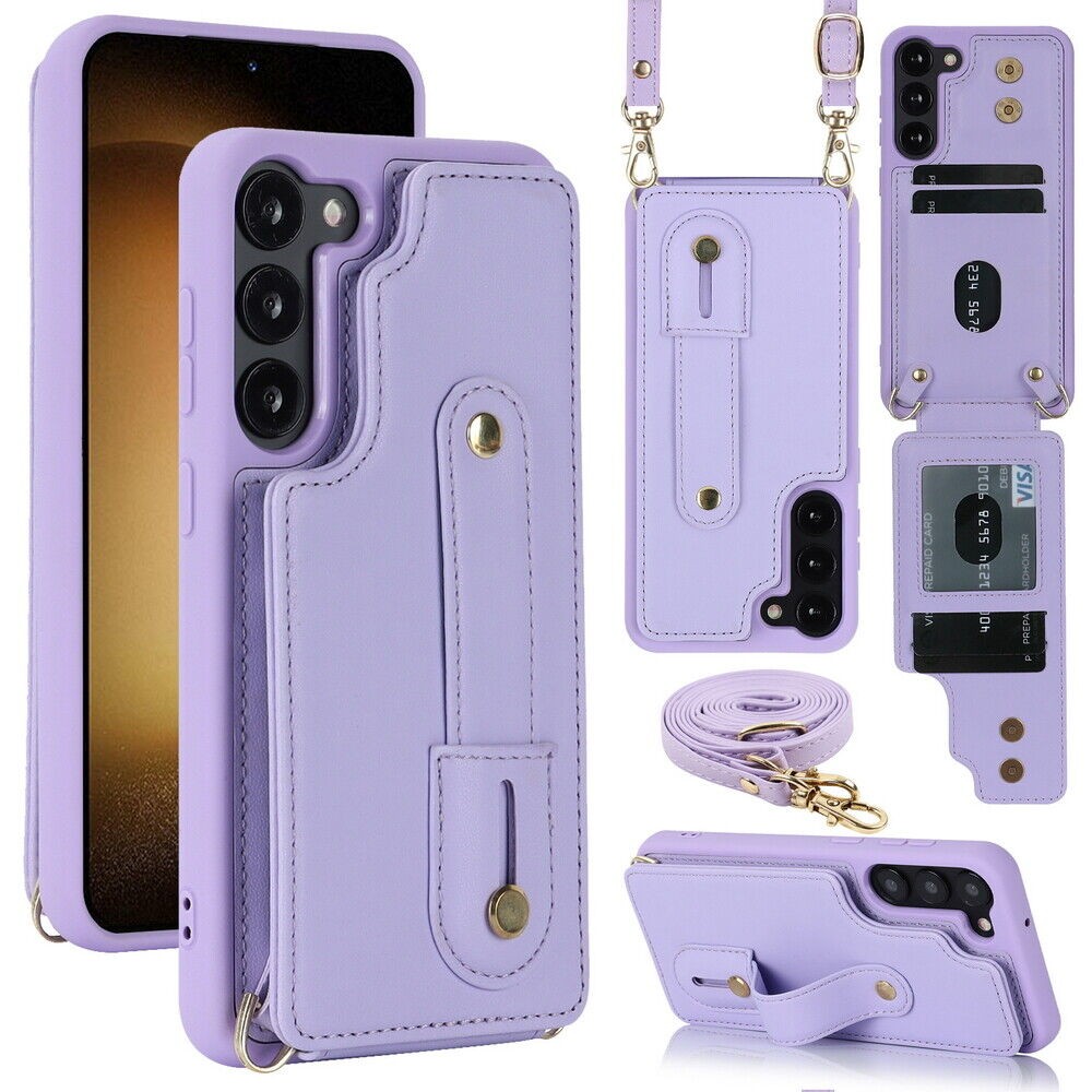 Para Samsung Galaxy A54 A53 A52 A34 A13 A14 5G Crossbody Carteira Caso De Telefone Duplo Botão Magnético Slot Cartão Des