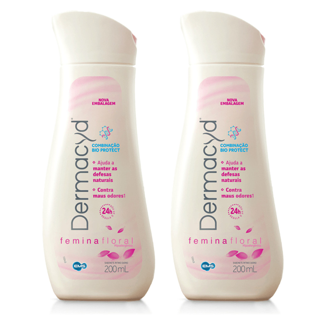 KIT C/2 SABONETE LÍQUIDO ÍNTIMO FEMINA FLORAL DERMACYD 200ML em Oferta na Shopee