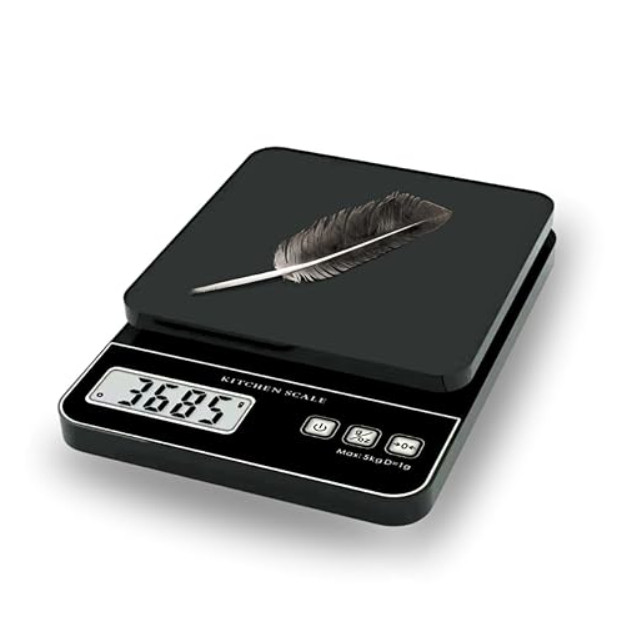 Balança De Cozinha Digital Preta Alimentos Inox com Base Antiderrapante Até 5kg Premium