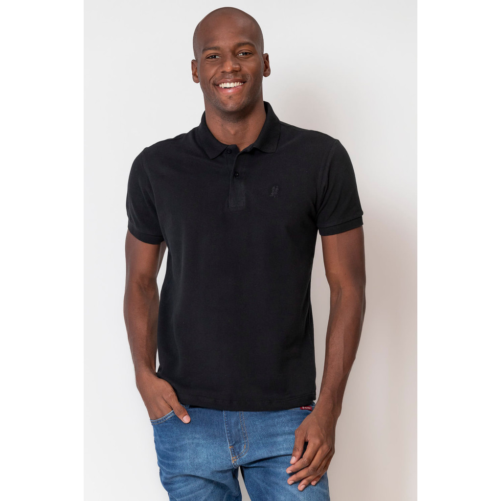 Polo Masculina Piquet Bordada Polo Wear Preto - Men Clothes