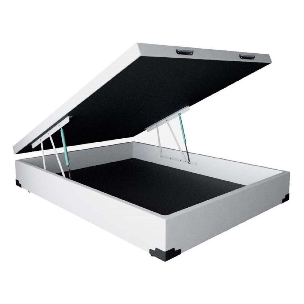 Cama Box Baú Casal Branco Sintético Premium 138x188