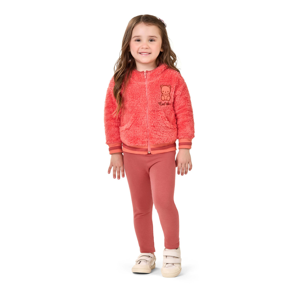 Conjunto Infantil Menina Jaqueta Peluciada Elian Laranja - Baby & Kids Fashion