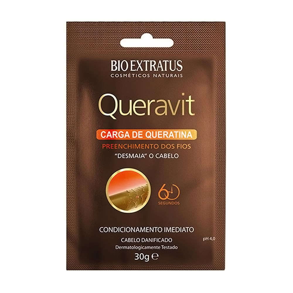 Carga de Queratina Bio Extratus Queravit Desmaia o Cabelo Sachê com 30g - Beauty