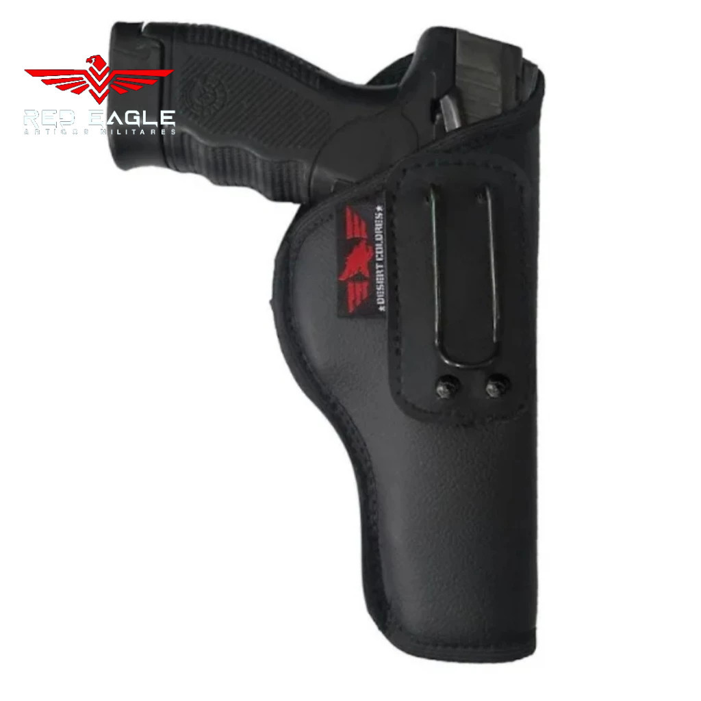 Coldre Velado PREMIUM Uso Interno (Sem Aba) Para PT100/ PT92/ Pt 59s/ PT101 Neoprene e Couro P.U Desert Coldres