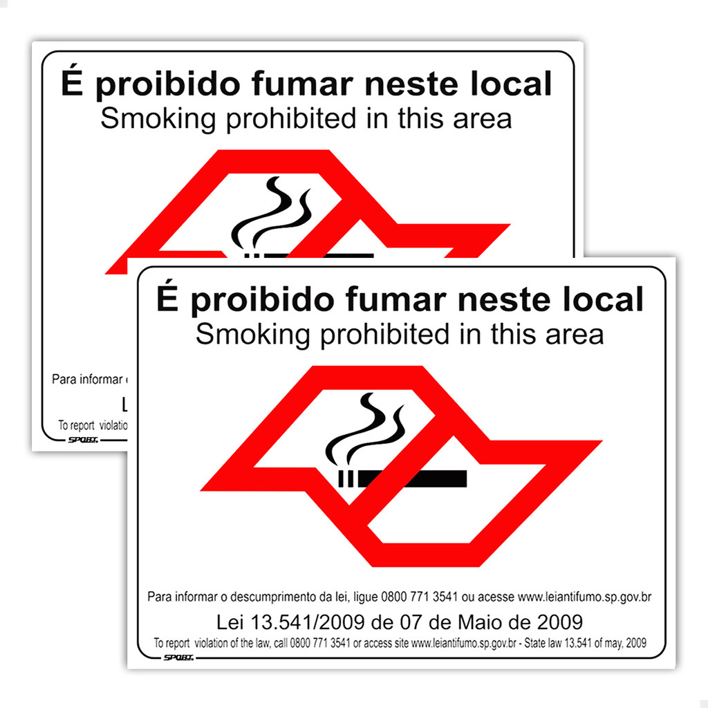 2 Placas É Proibido Fumar Neste Local Lei 20x15 Sinalização