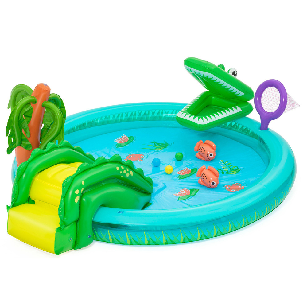 Piscina Inflável Infantil Playground Crocodilo 210 Litros com 6 Acessórios Bestway em Oferta na Shopee