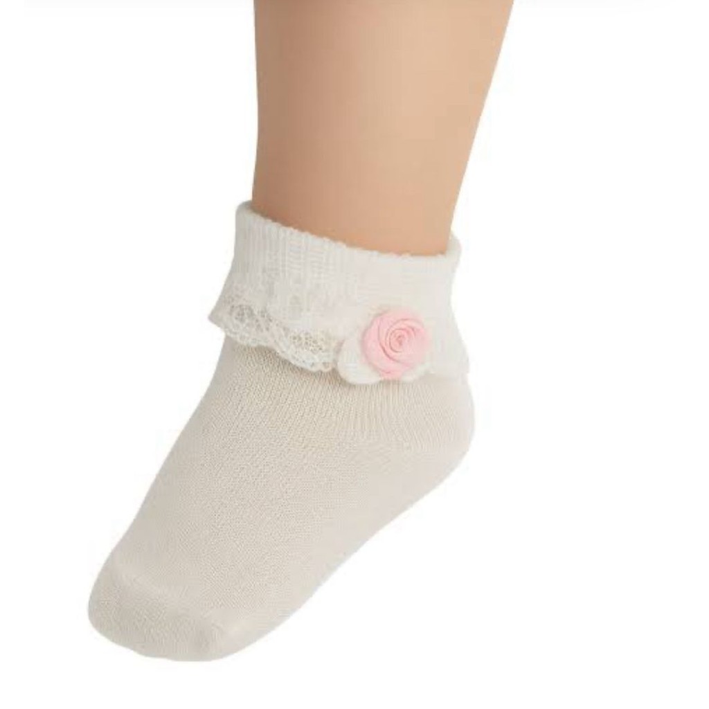 Meia festa selene baby Infantil  de poliamida Branca / meia sapatinho