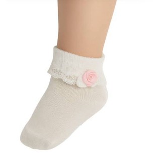 Meia festa selene baby Infantil  de poliamida Branca / meia sapatinho