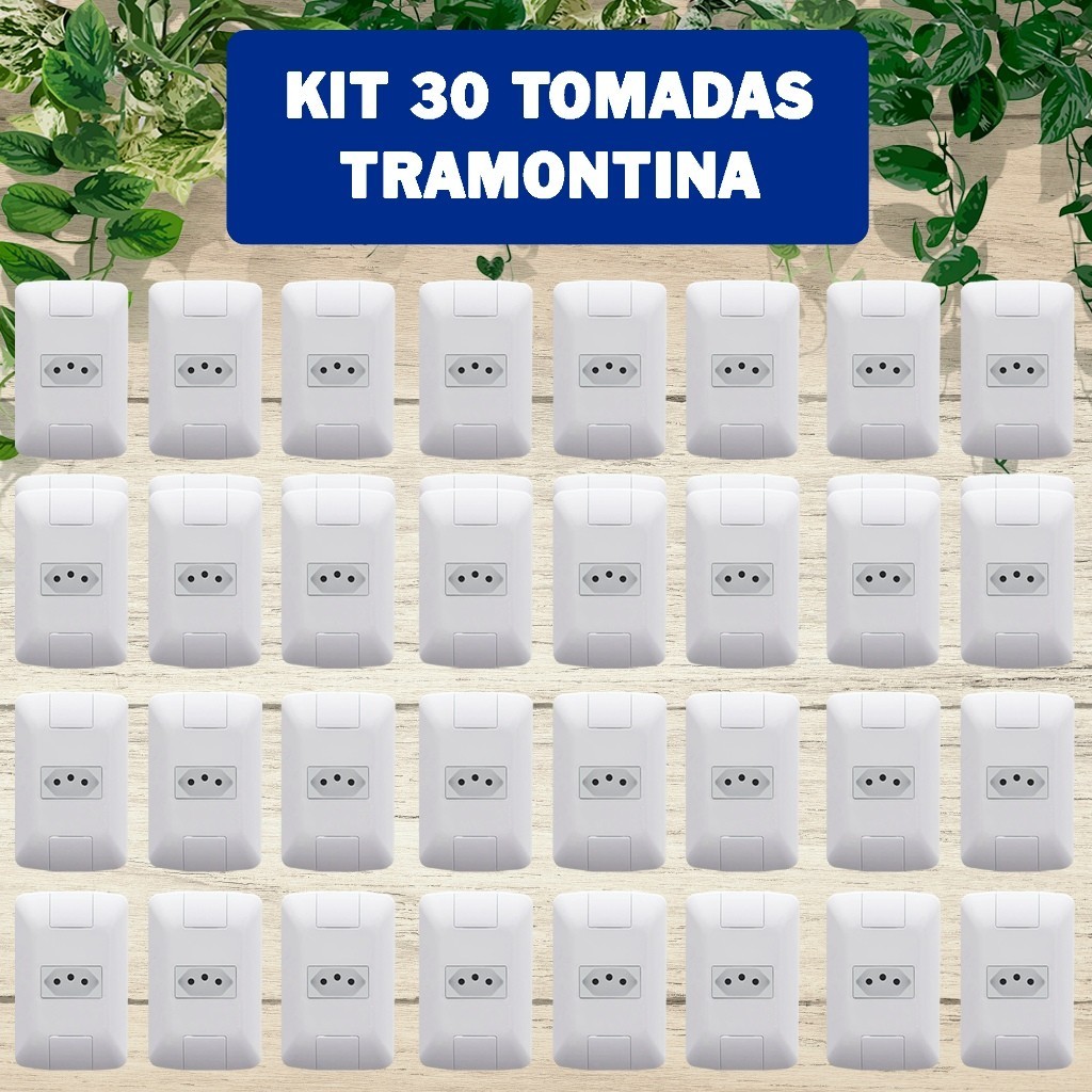 30 Conjuntos Tomada Tramontina Aria 4x2 10a 2P+T Parafuso oculto atacado barato