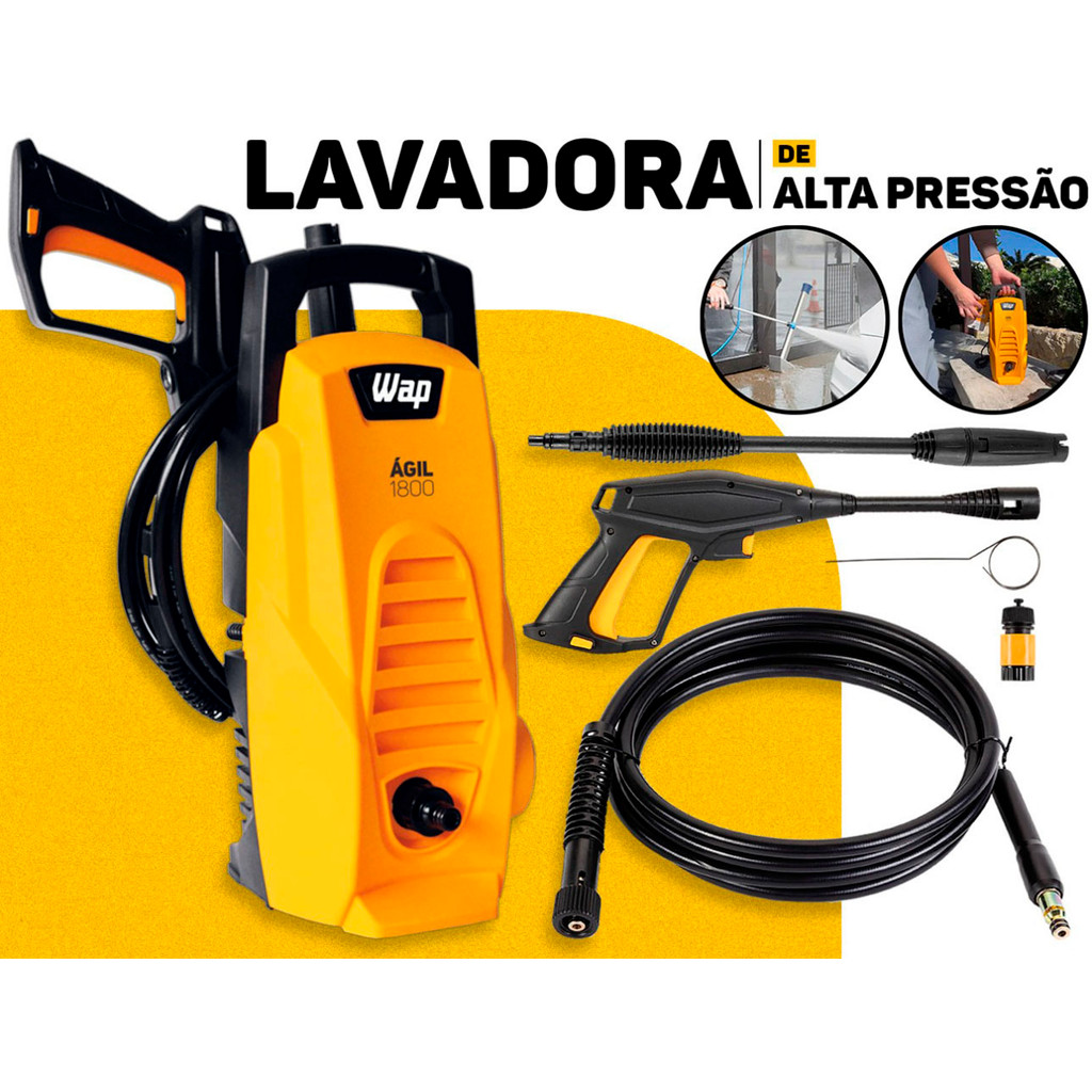 Lavadora Alta Pressão WAP Ágil 1800 Portátil Jato Forte Profissional 1400w Residencial Automóveis em Oferta na Shopee