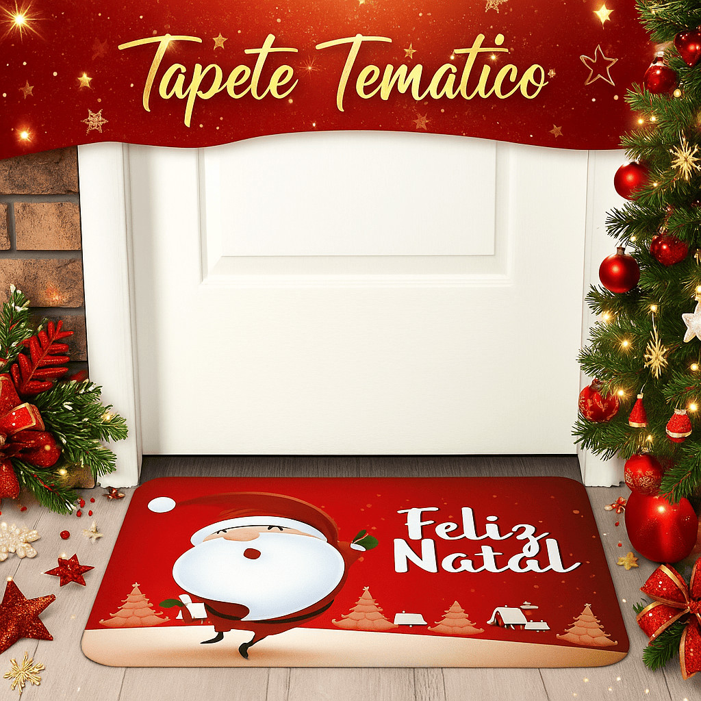 🎅 Tapete de Natal Decorativo – Emborrachado Antiderrapante – Preço de Fábrica em Oferta na Shopee