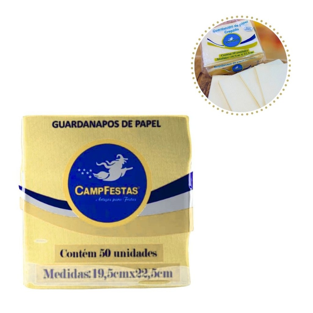 50~300 GUARDANAPOS CHAMPAGNE  FESTA 19,5 X 22,5 CAMPFESTA em Oferta na Shopee