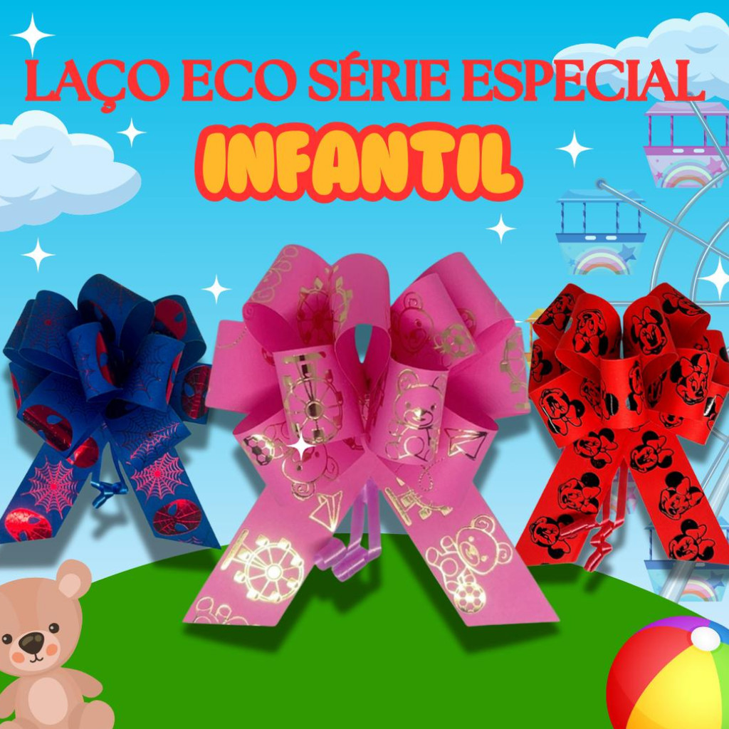 Laço pronto para Presente e Embalagens - Série Especial - Infantil - Pct c/10 und em Oferta na Shopee