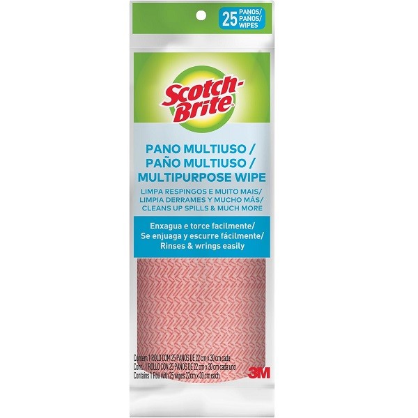 Pano Multiuso Rosa SCOTCH Brite Rolo com 25 Unidades