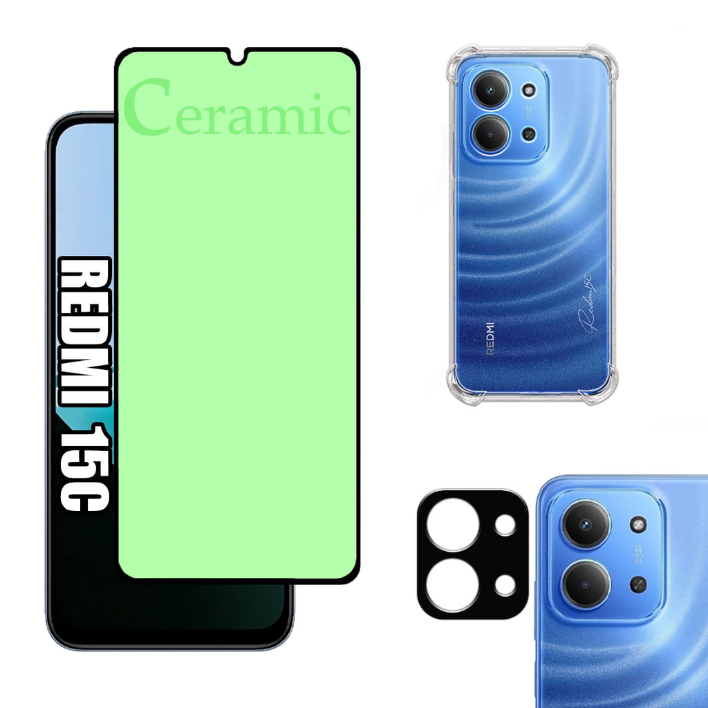 KIT Para Xiaomi Redmi 15C - Película de Cerâmica 9D - Capa - Câmera