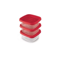 Kit 3 Potes Tampa Quadrado Empilháveis Armazenamento Alimento Marmita Freezer Micro ondas 580 ml Plasútil