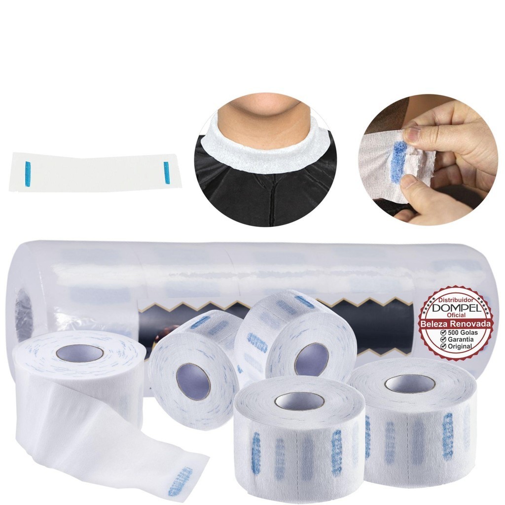 Kit 500 Gola Higiênica Barbearia Protetor P/ Pescoço 5 Rolos