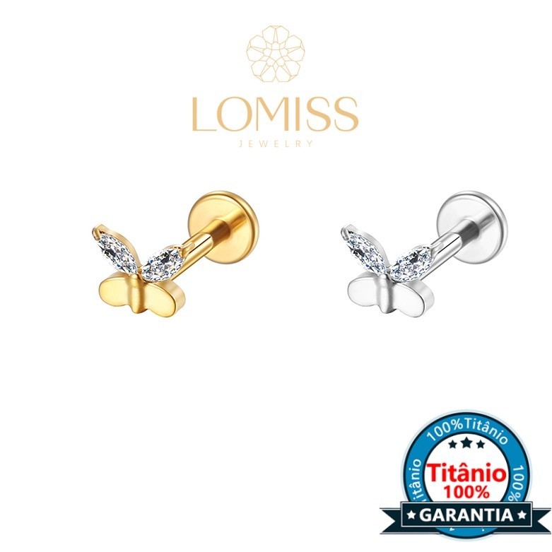 【Lomiss】Piercing Helix Tragus Conch NarizLabret Titânio Borboleta Zircônia em Oferta na Shopee