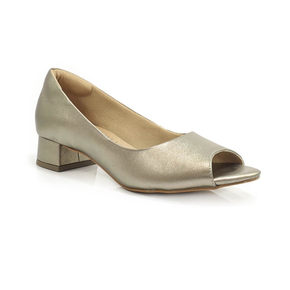 Sapato Peep Toe Feminino Neftali Metalizado