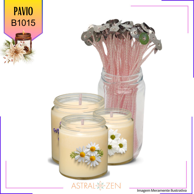 Pavio Para Vela Votiva B1015 Vela Lamparina C1025 Pavio Mágico e Pavio de Madeira Kit C/ 20un e C/ 100 Unds