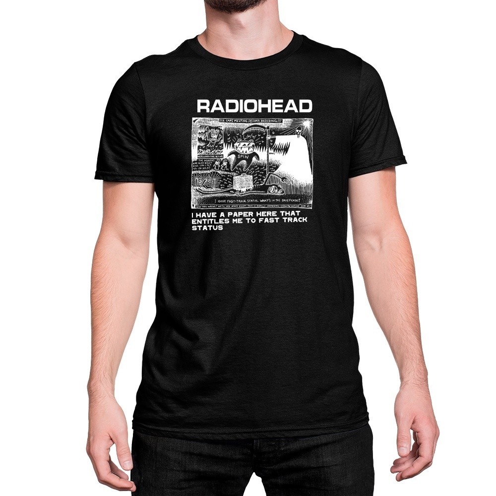 Camiseta Oversized Masculina Feminina T-shirt Banda RadioHead Psicodelico Black Basica Algodao