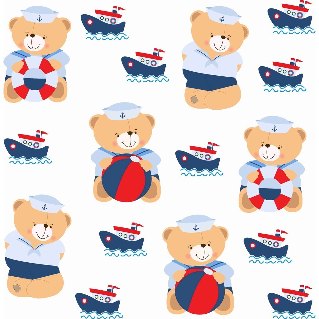 Adesivo Parede Ursinho Marinheiro Urso Marinheiro Barco Decoração Quarto Menino Baby Infantil DCM