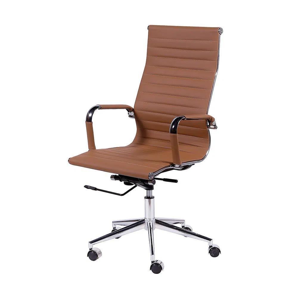 Cadeira De Escritorio Eames Esteirinha Alta - Pu Caramelo em Oferta na Shopee