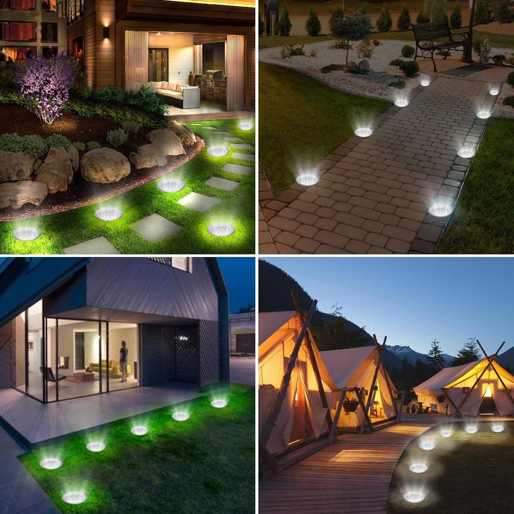 Kit 8 UN Luminaria Solar Jardim luz subterrânea 8LED luz de jardim de aço inoxidável com sensor