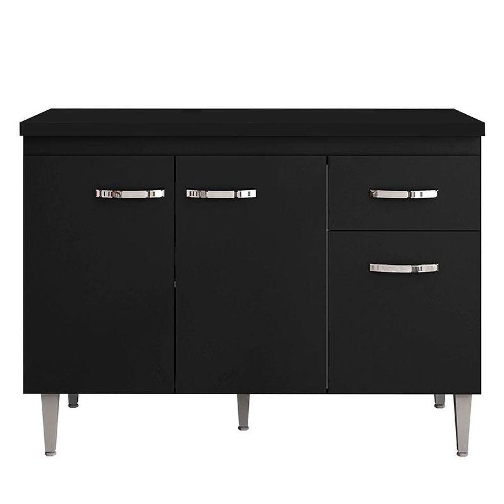 Balcão De Cozinha Gabriela Com Tampo 120 Cm Preto Fosco - Ajl em Oferta na Shopee