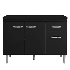 Balcão De Cozinha Gabriela Com Tampo 120 Cm Preto Fosco - Ajl