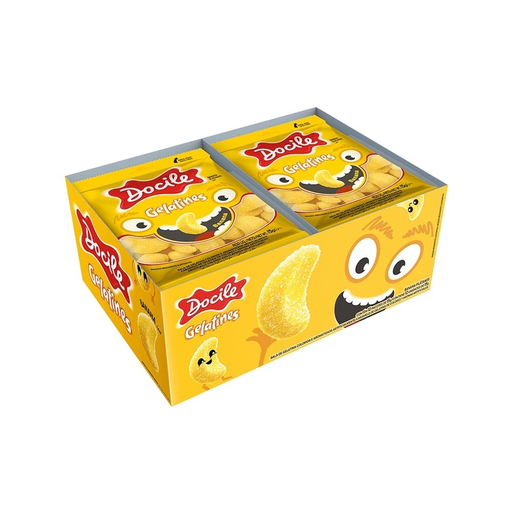 Bala de Gelatina Mini Bananas com 12un de 15g - Docile
