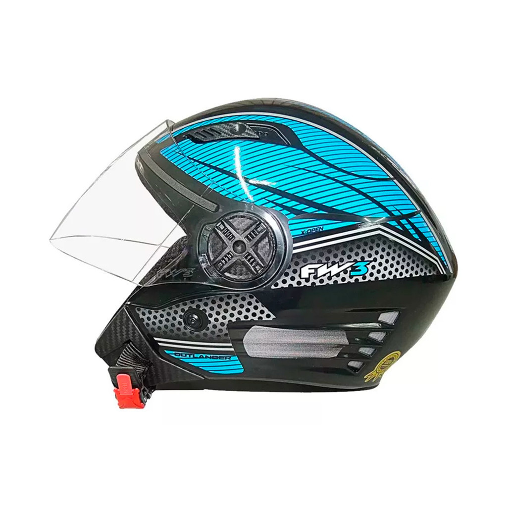 Capacete Moto Aberto X Open Colorido Viseira Cristal Preto/Azul Inmetro Tamanho 56 - FW3 em Oferta na Shopee