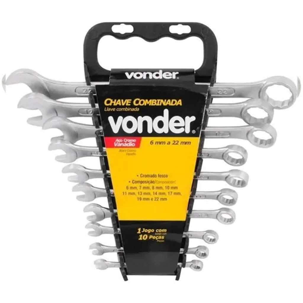 Jogo de Chave Combinada 6 a 22mm 10 Peças CRV VONDER 37.42.622.200