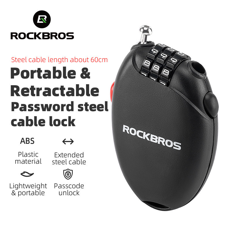 ROCKBROS Bike Password Steel Cable Lock Portátil Trava Leve De Cabo De Aço Estendido MTB Para Bicicleta De Estrada Anti-Furto Do Capacete Da Motocicleta em Oferta na Shopee