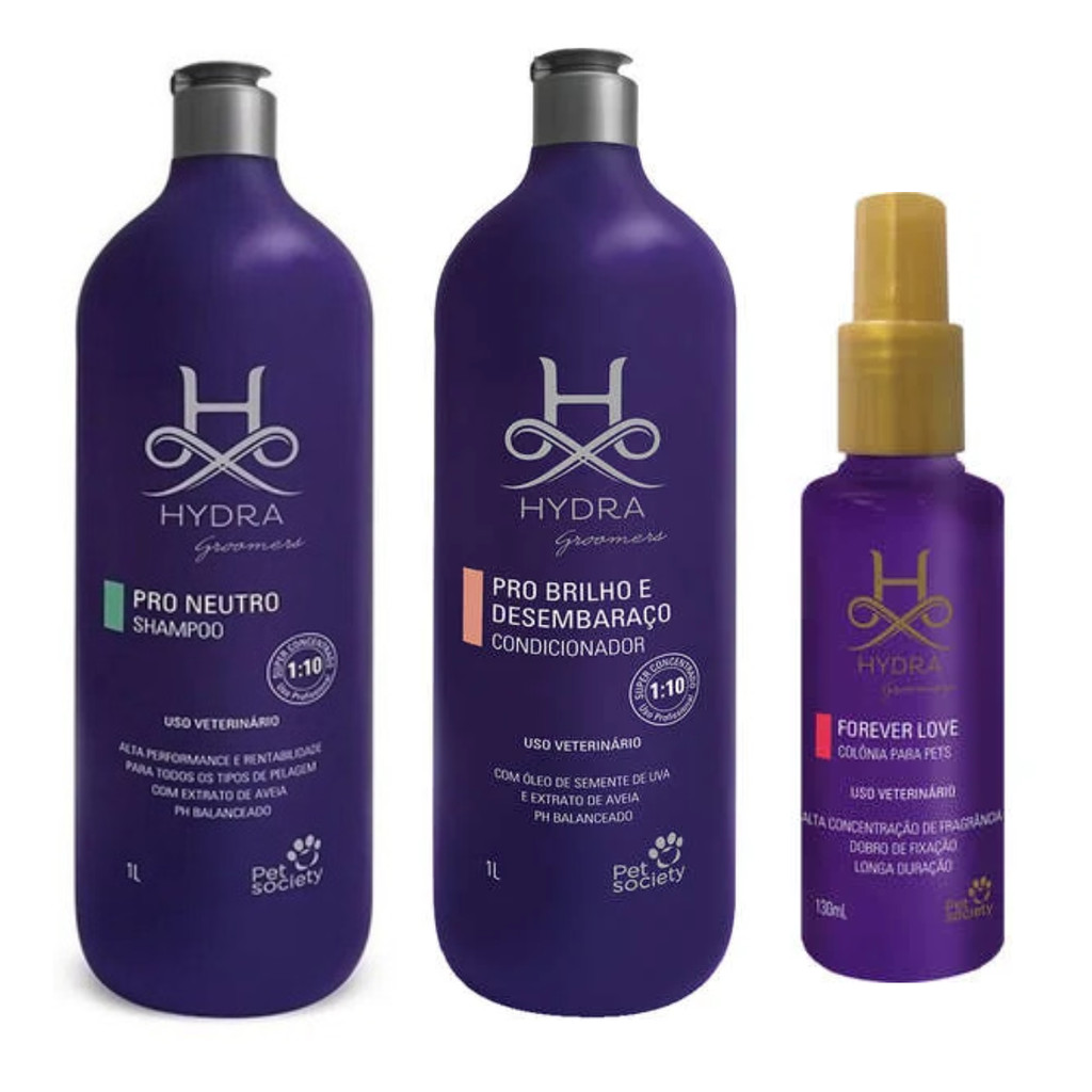 1 Hydra Sh Neutro 1L + 1 Condi 1L+ 1 Colonia Love 130ML Cães em Oferta na Shopee