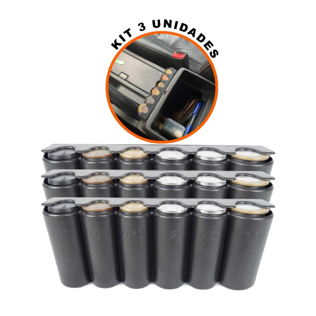 KIT 3 Porta Moedas Organizador com Divisorias Preto Carro Uber em Oferta na Shopee