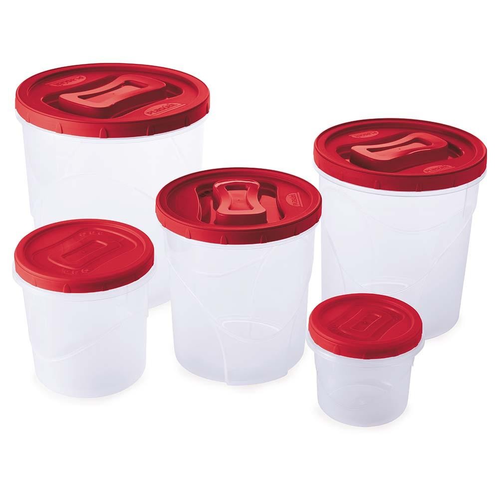 Kit 5 Potes Porta Mantimentos Grandes Redondos Plasútil em Oferta na Shopee
