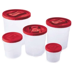 Kit 5 Potes Porta Mantimentos Grandes Redondos Plasútil