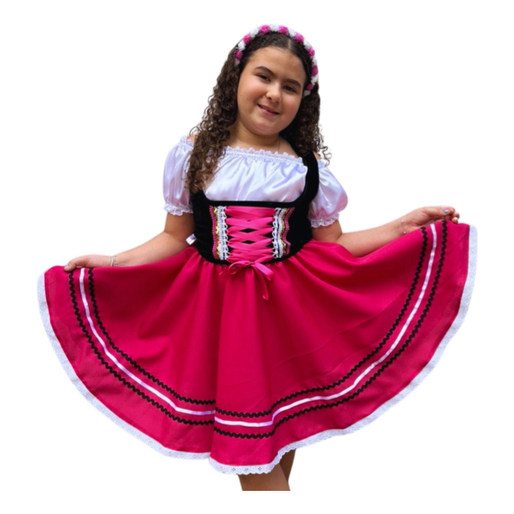 Traje Frida Vestido Festa Cerveja Alemã Oktoberfest Preto