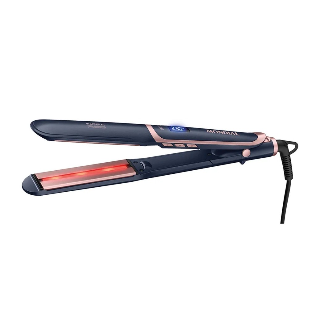Prancha Chapinha Alisadora InfraRed Mondial P-01-IR Bivolt 110°C a 230°C Cerâmica Tourmaline Íon Azul