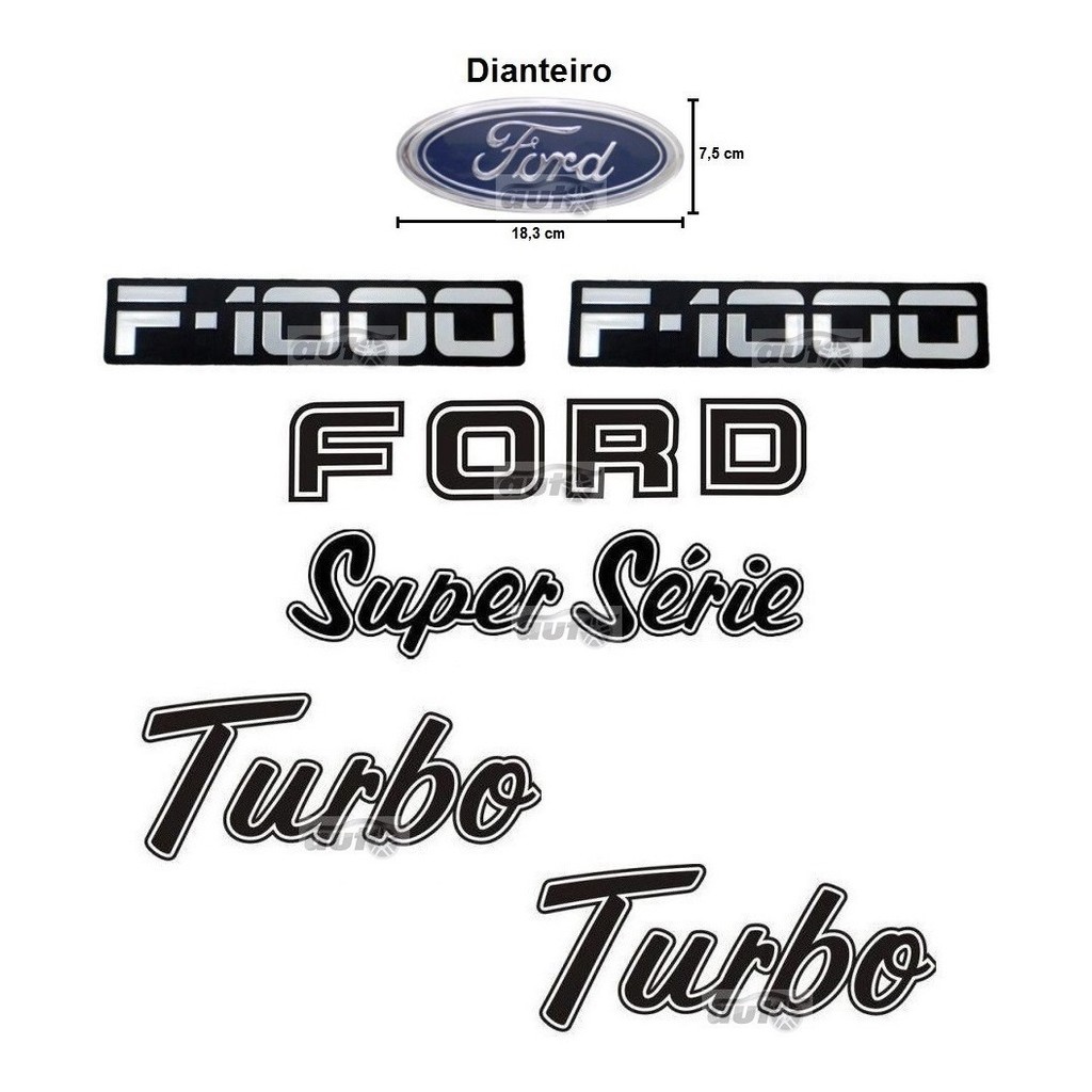 Kit Emblema F1000 + Ford Super Série Turbo Preto - 1993 À 95