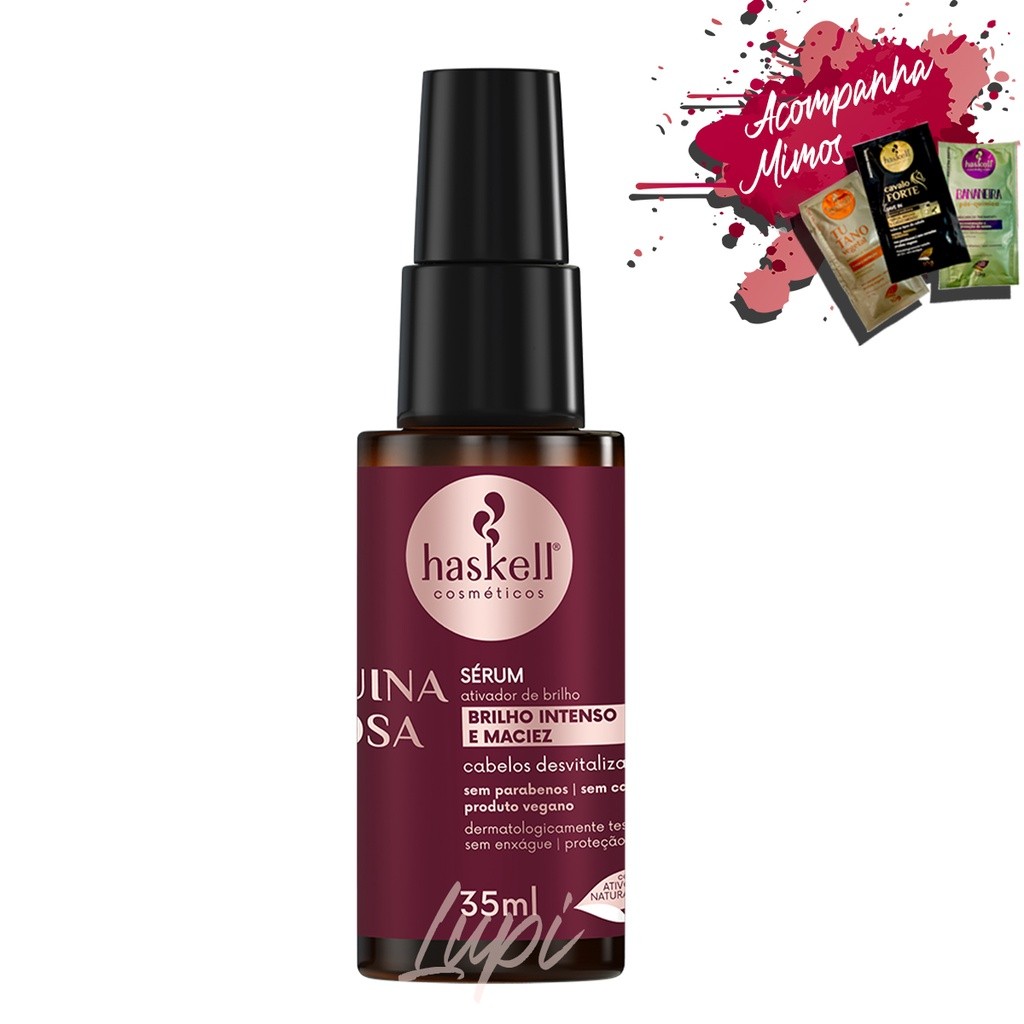 Serum Ativador De Brilho Haskell Quina Rosa 35ml em Oferta na Shopee