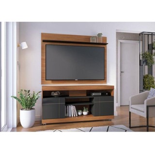 Rack Bancada Ambiente Yara E Painel Para Tv Maia Noce Milano Preto Acetinado - Colibri em Oferta na Shopee